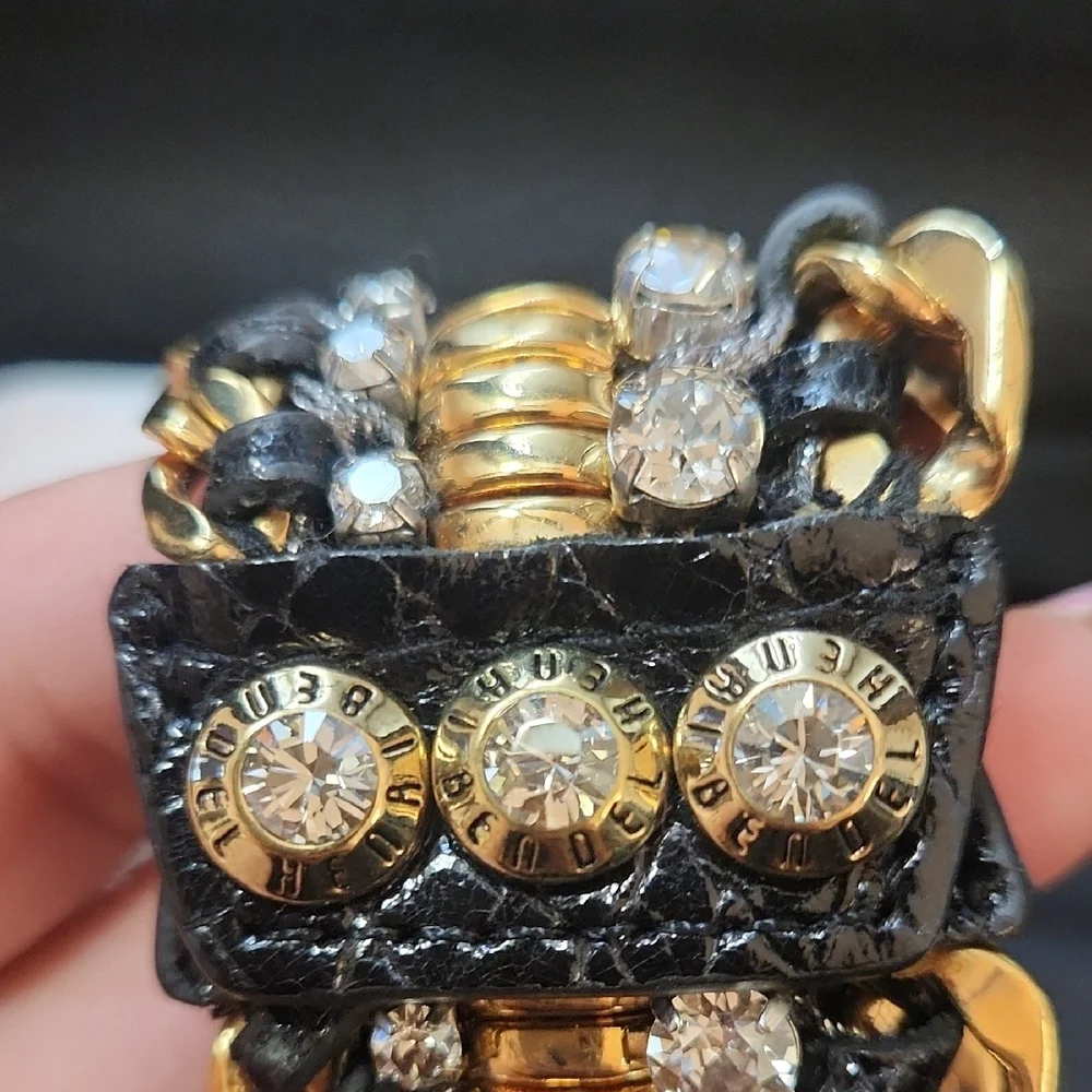 Henri Bendel- Chic Black and Gold Bracelet with Crystal Details - Picture 2 of 5